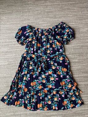 Navy dress with Orange Print design